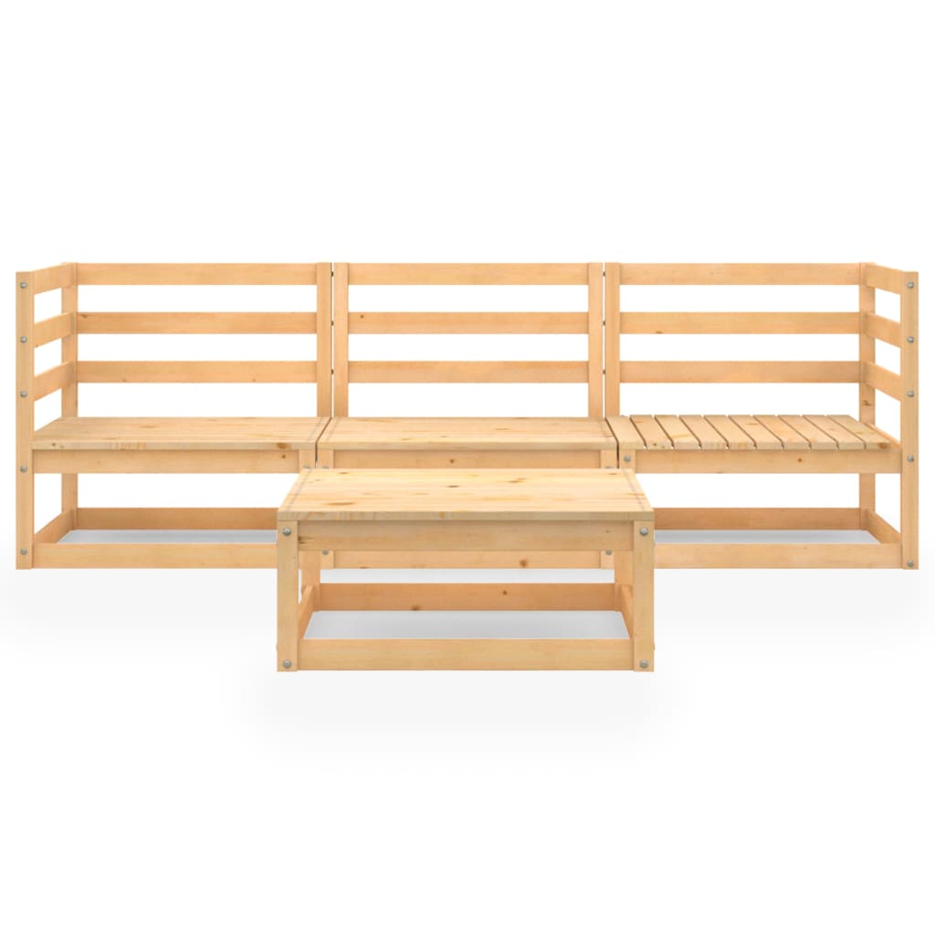 4-Tlg. Garten-Lounge-Set Massivholz Kiefer