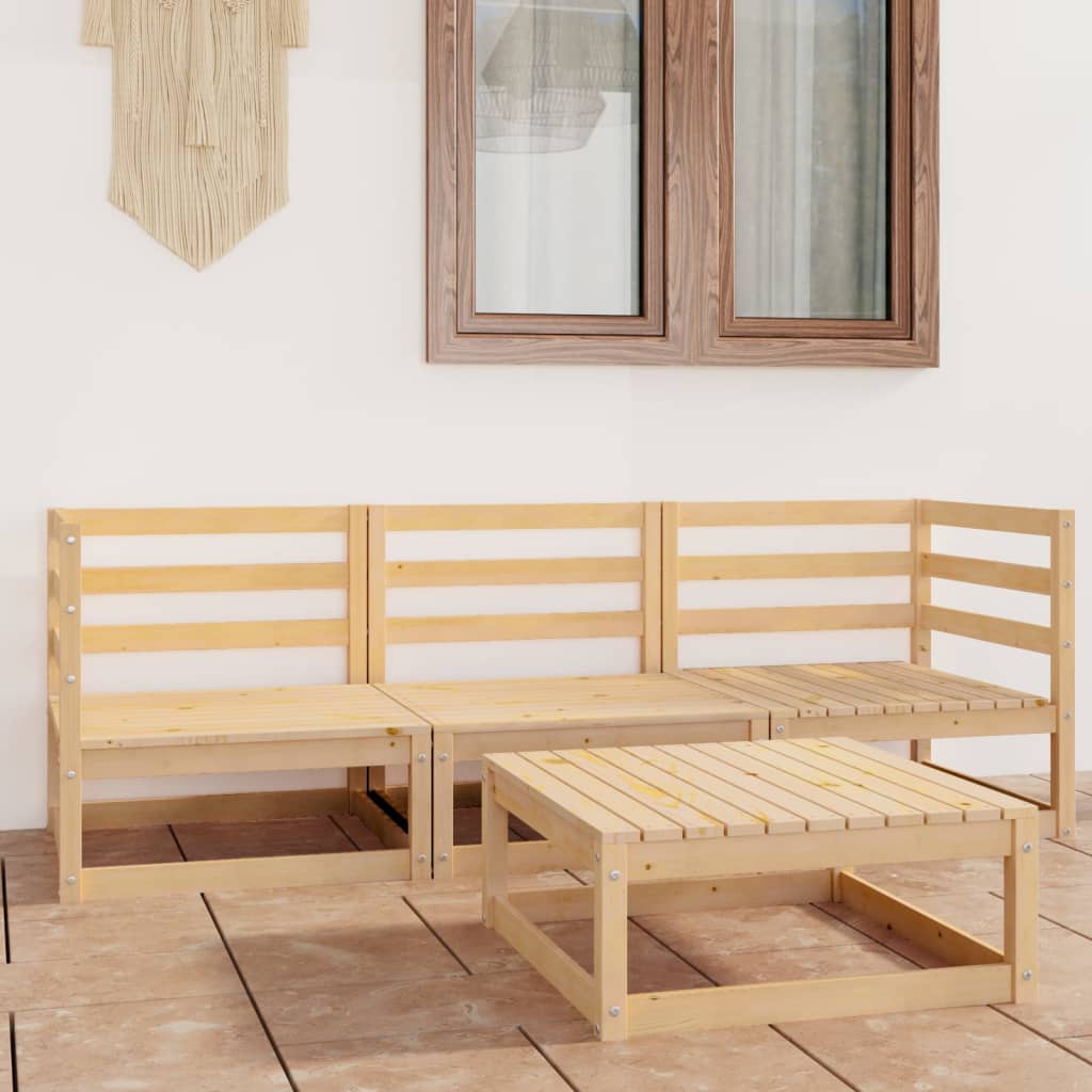 4-Tlg. Garten-Lounge-Set Massivholz Kiefer