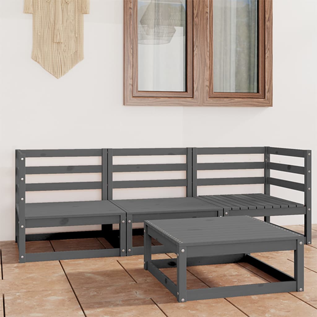 4-Tlg. Garten-Lounge-Set Massivholz Kiefer