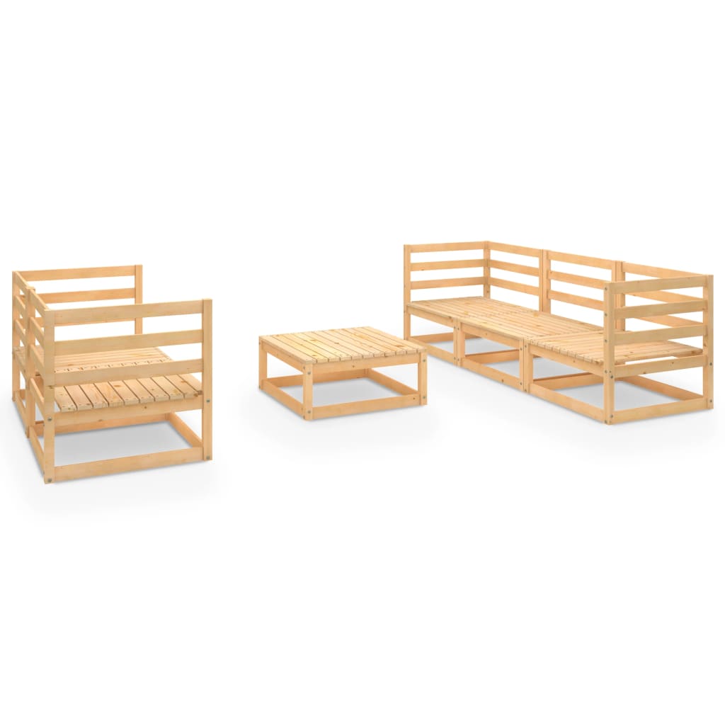 6-Tlg. Garten-Lounge-Set Massivholz Kiefer
