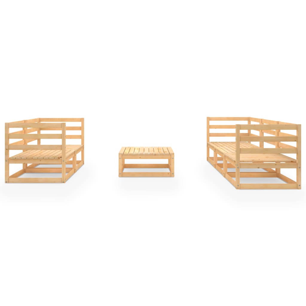 6-Tlg. Garten-Lounge-Set Massivholz Kiefer
