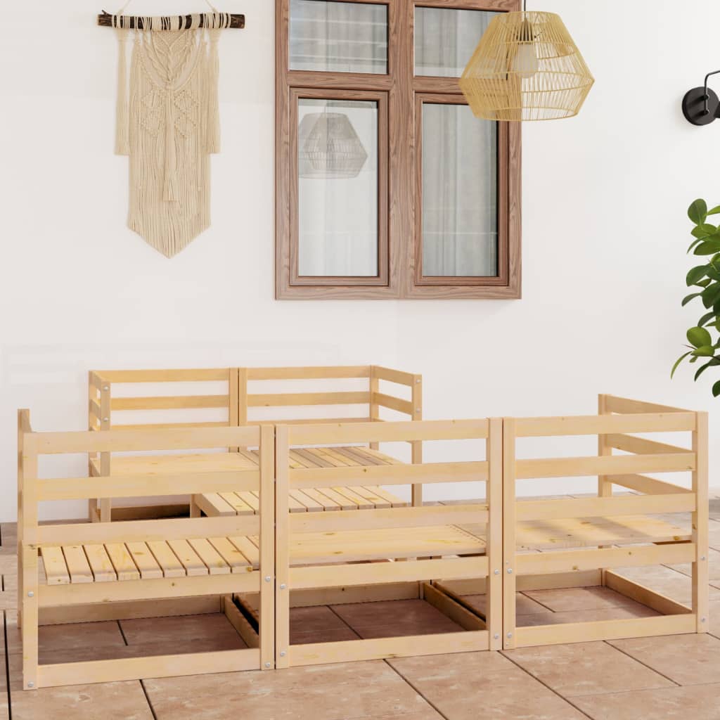 6-Tlg. Garten-Lounge-Set Massivholz Kiefer