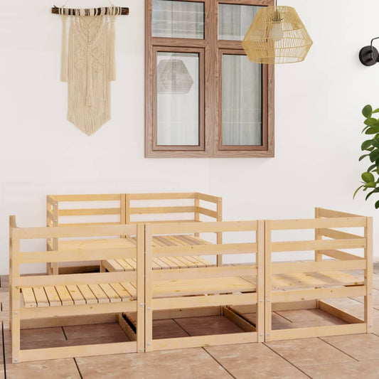 6-Tlg. Garten-Lounge-Set Massivholz Kiefer