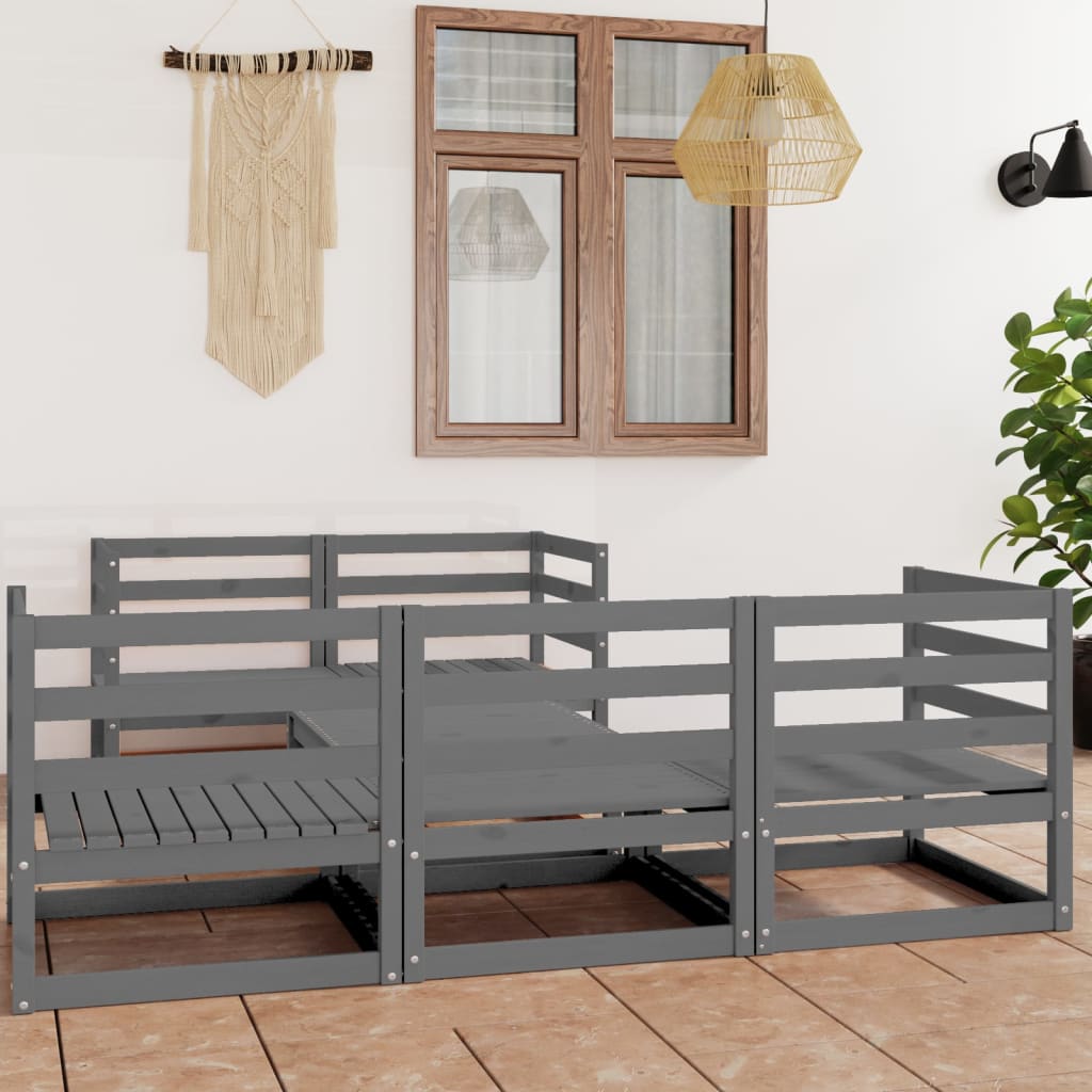 6-Tlg. Garten-Lounge-Set Massivholz Kiefer