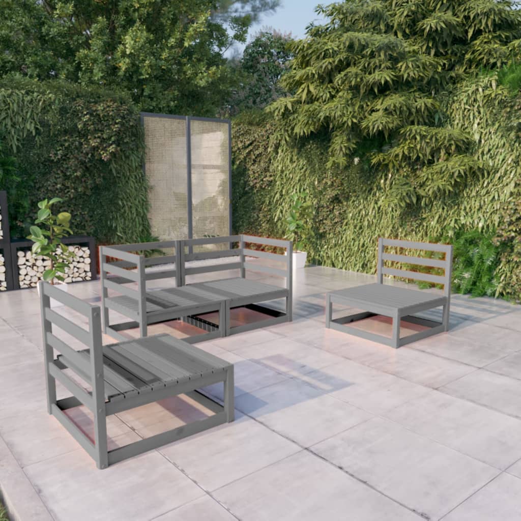 4-Tlg. Garten-Lounge-Set Mit Kissen Kiefer Massivholz