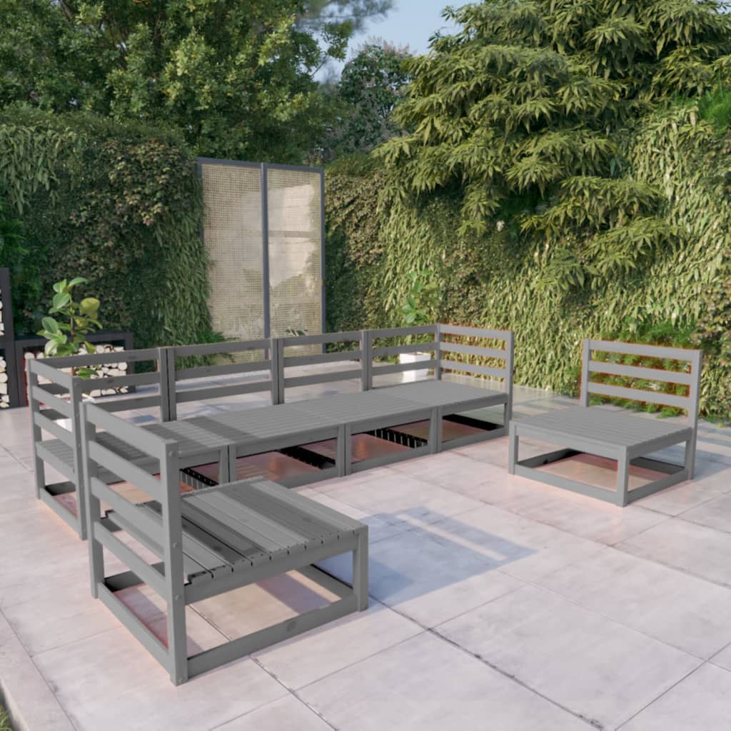 6-Tlg. Garten-Lounge-Set Massivholz Kiefer