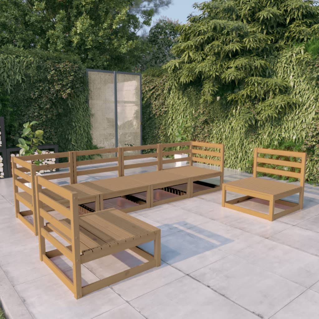6-Tlg. Garten-Lounge-Set Massivholz Kiefer