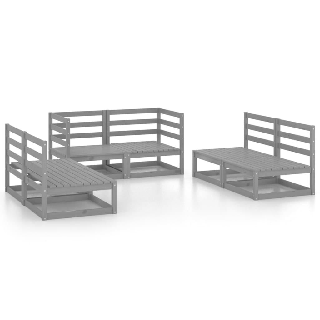 6-Tlg. Garten-Lounge-Set Massivholz Kiefer