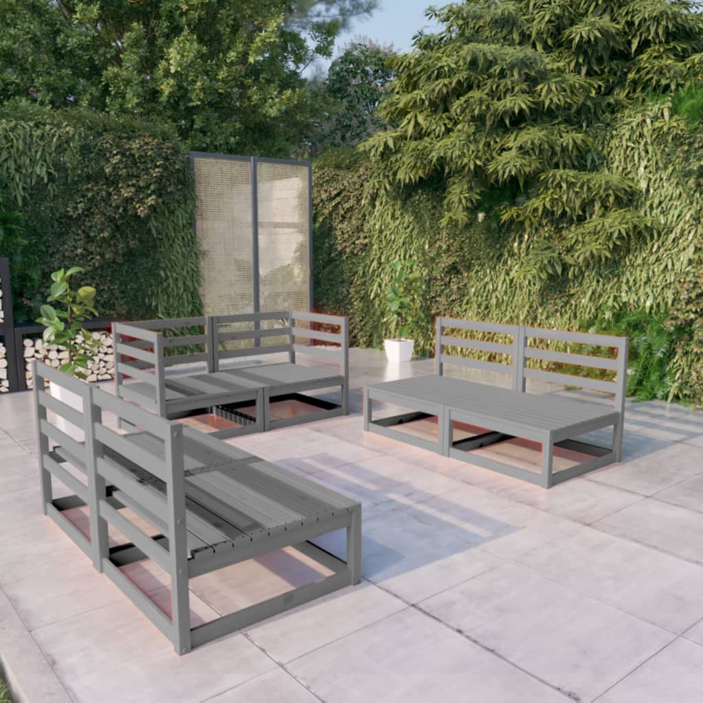 6-Tlg. Garten-Lounge-Set Massivholz Kiefer