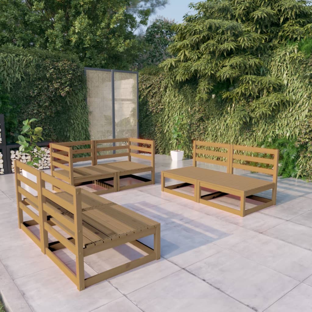 6-Tlg. Garten-Lounge-Set Massivholz Kiefer