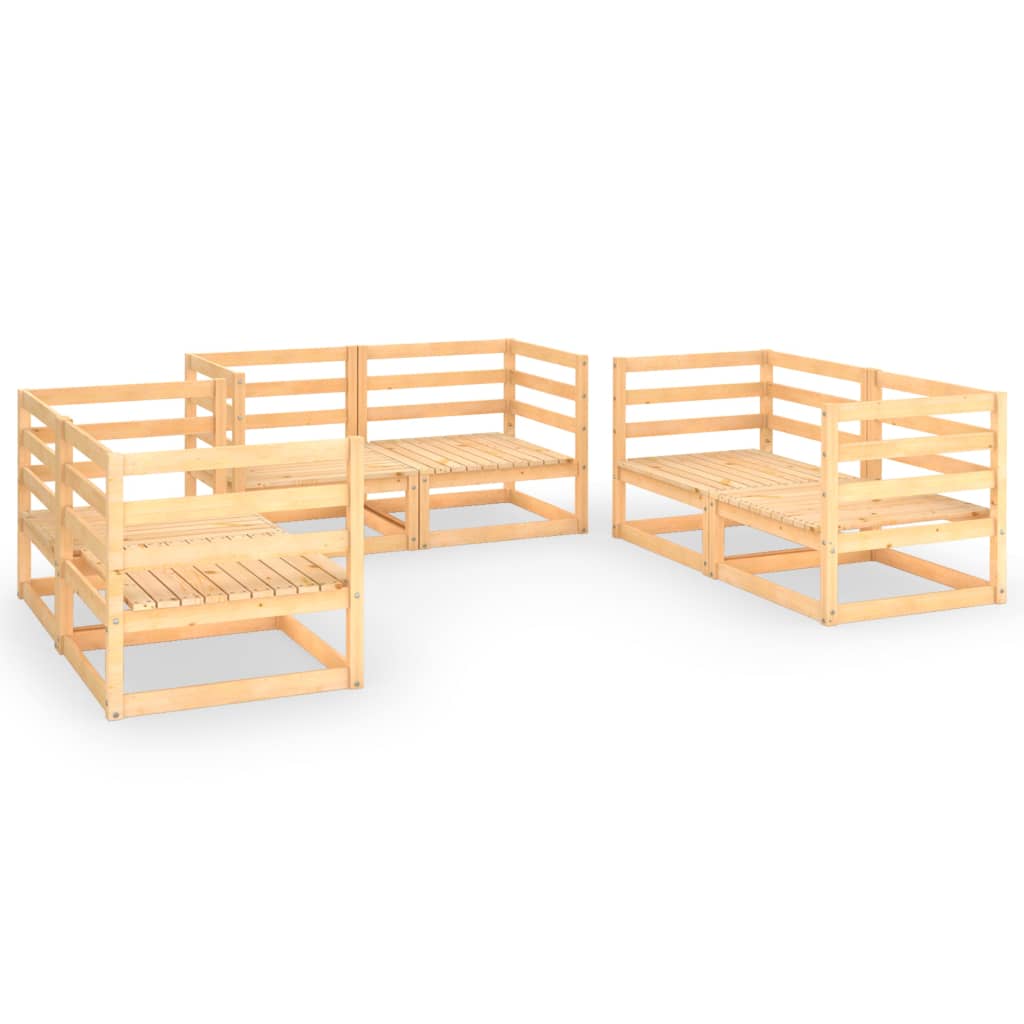 6-Tlg. Garten-Lounge-Set Massivholz Kiefer
