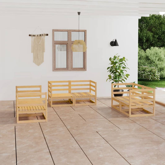 6-Tlg. Garten-Lounge-Set Massivholz Kiefer