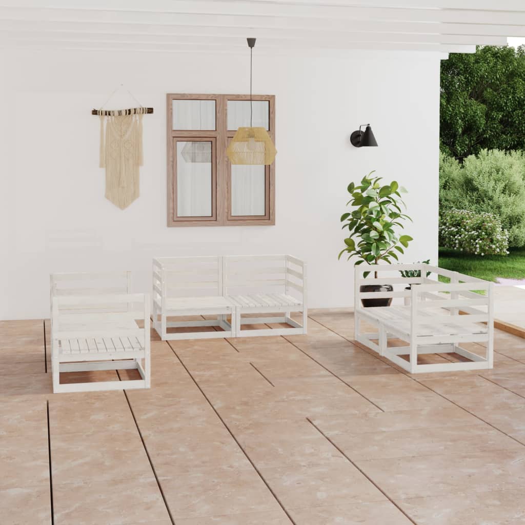6-Tlg. Garten-Lounge-Set Massivholz Kiefer