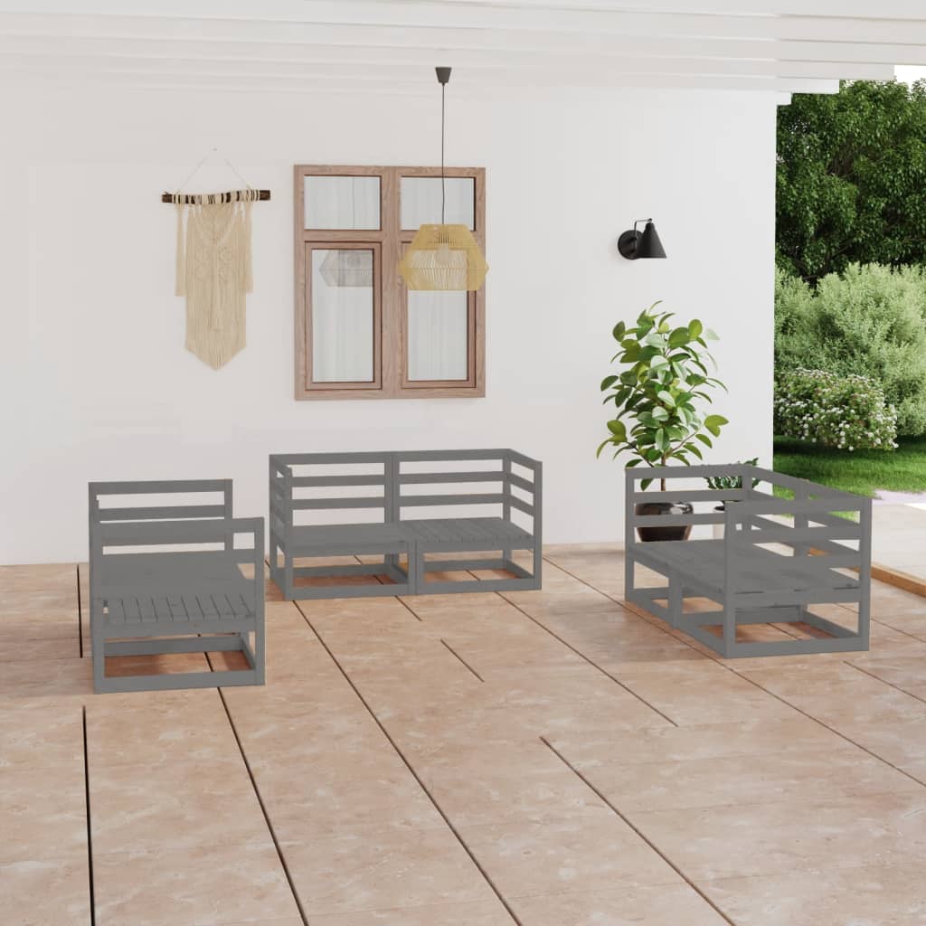 6-Tlg. Garten-Lounge-Set Massivholz Kiefer