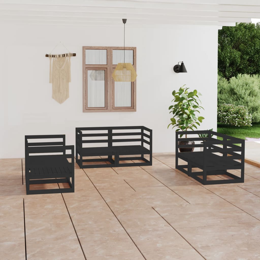 6-Tlg. Garten-Lounge-Set Massivholz Kiefer
