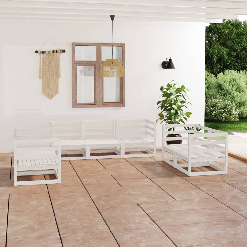 7-Tlg. Garten-Lounge-Set Massivholz Kiefer