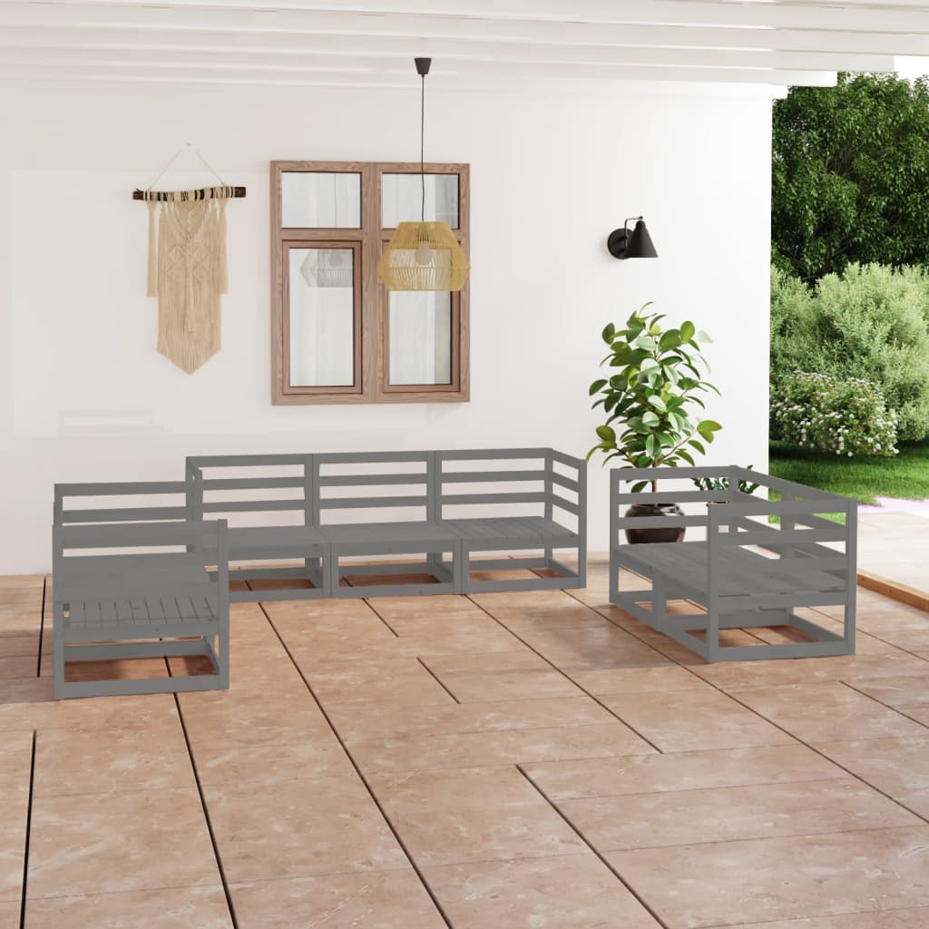 7-Tlg. Garten-Lounge-Set Massivholz Kiefer