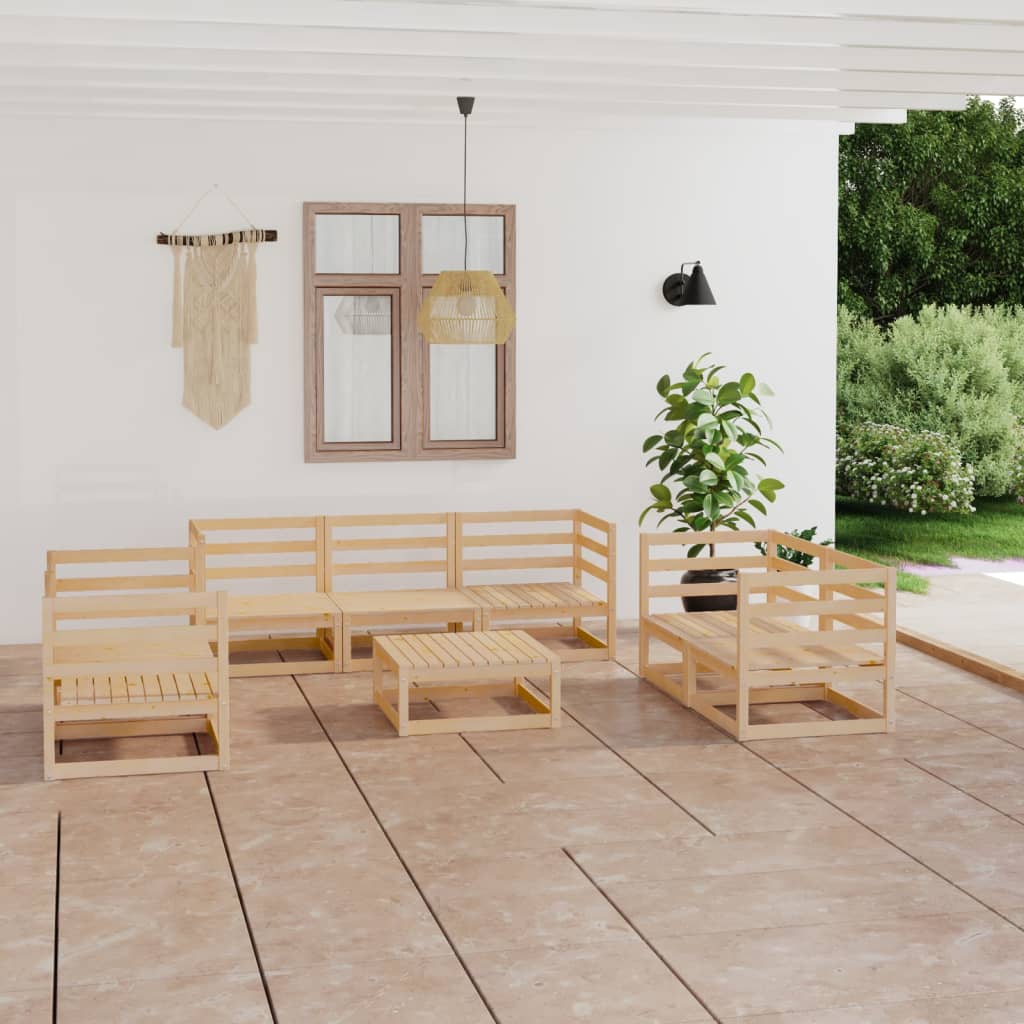8-Tlg. Garten-Lounge-Set Massivholz Kiefer