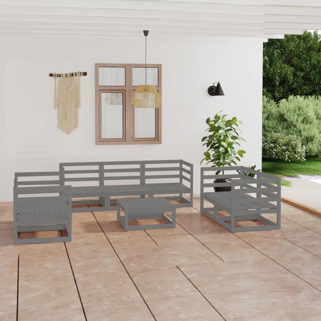 8-Tlg. Garten-Lounge-Set Massivholz Kiefer