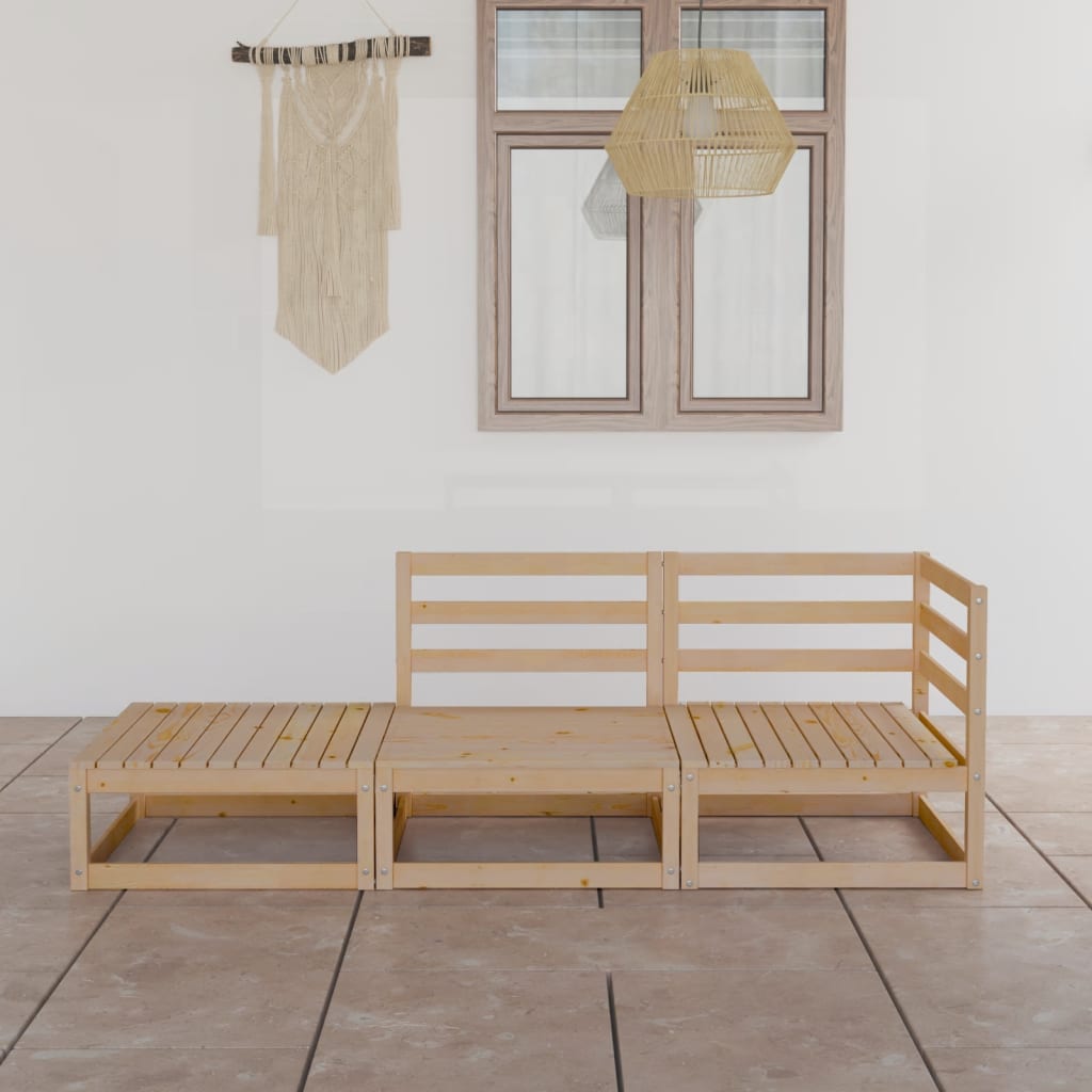 3-Tlg. Garten-Lounge-Set Massivholz Kiefer