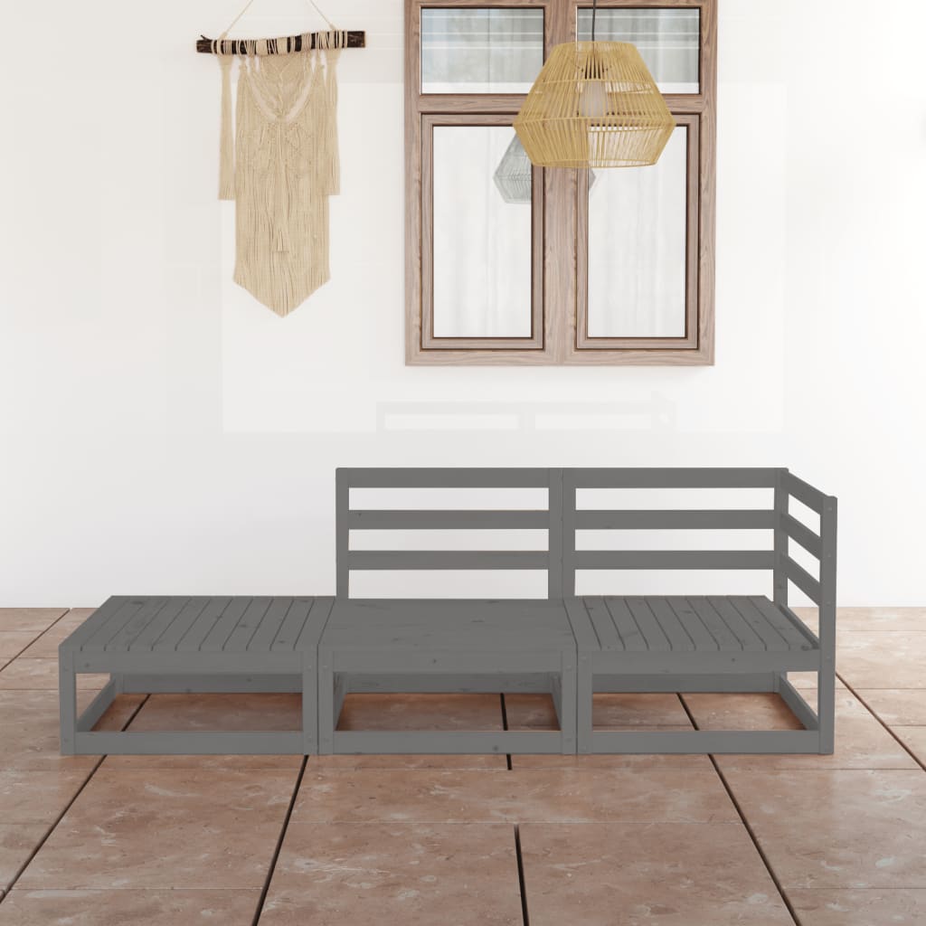 3-Tlg. Garten-Lounge-Set Massivholz Kiefer