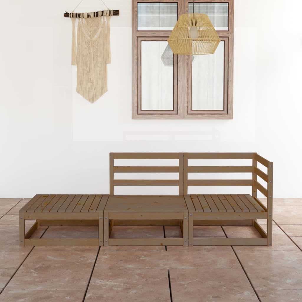 3-Tlg. Garten-Lounge-Set Massivholz Kiefer
