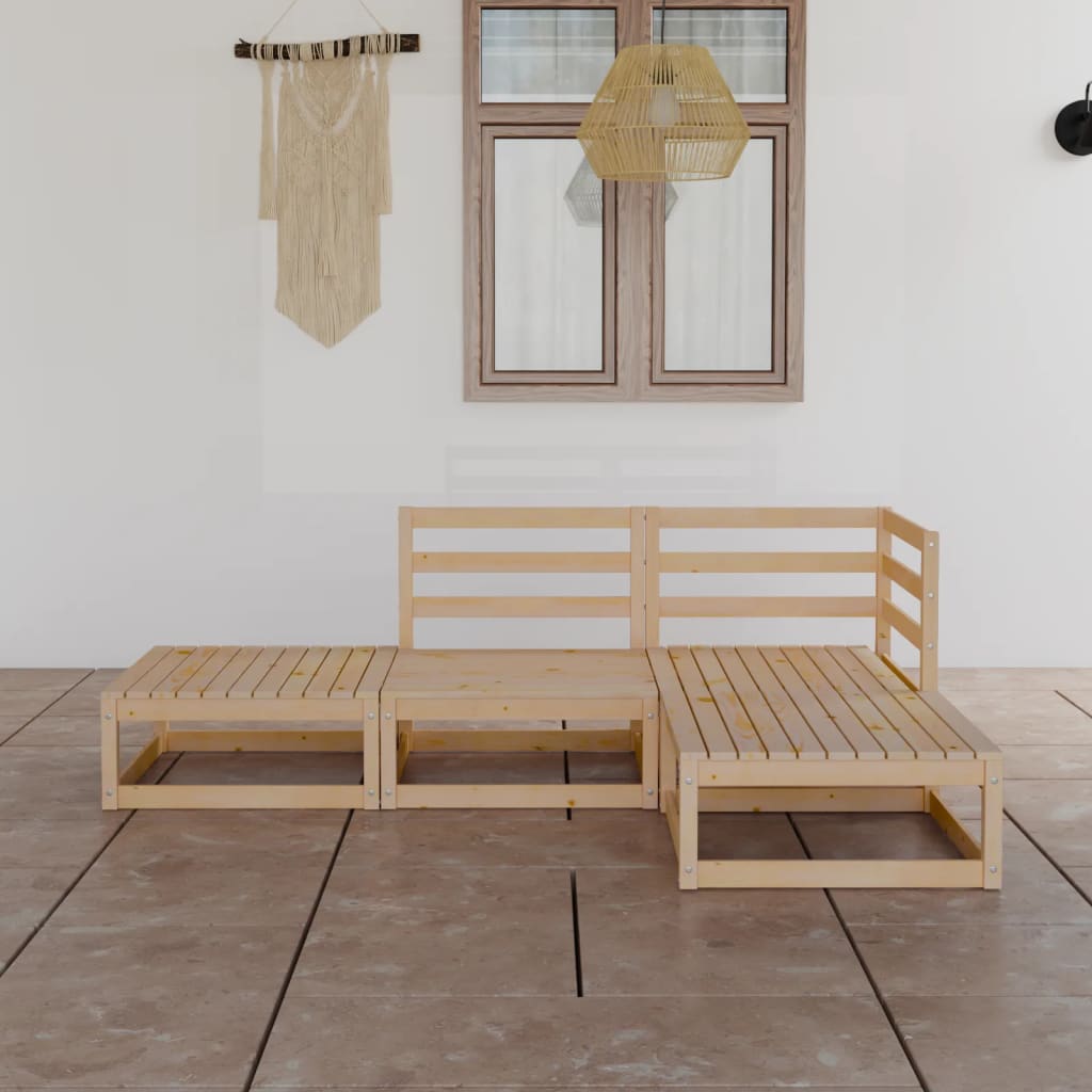 4-Tlg. Garten-Lounge-Set Massivholz Kiefer