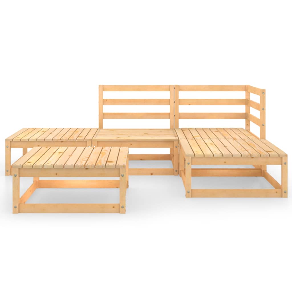 5-Tlg. Garten-Lounge-Set Massivholz Kiefer