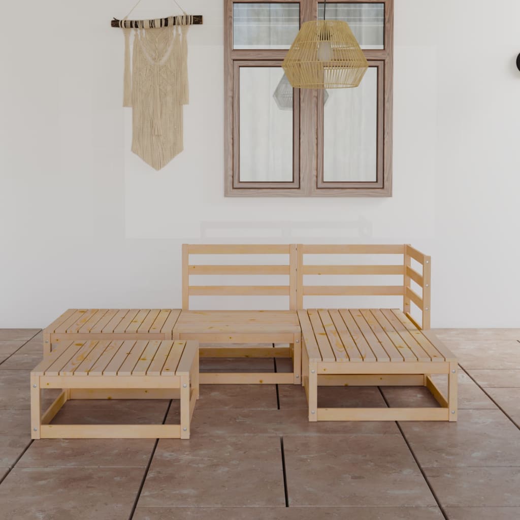 5-Tlg. Garten-Lounge-Set Massivholz Kiefer