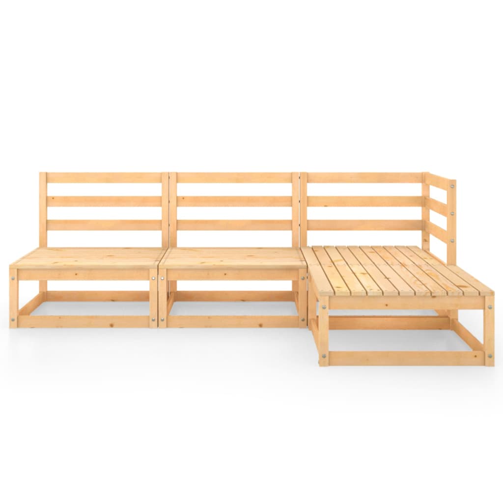 4-Tlg. Garten-Lounge-Set Massivholz Kiefer