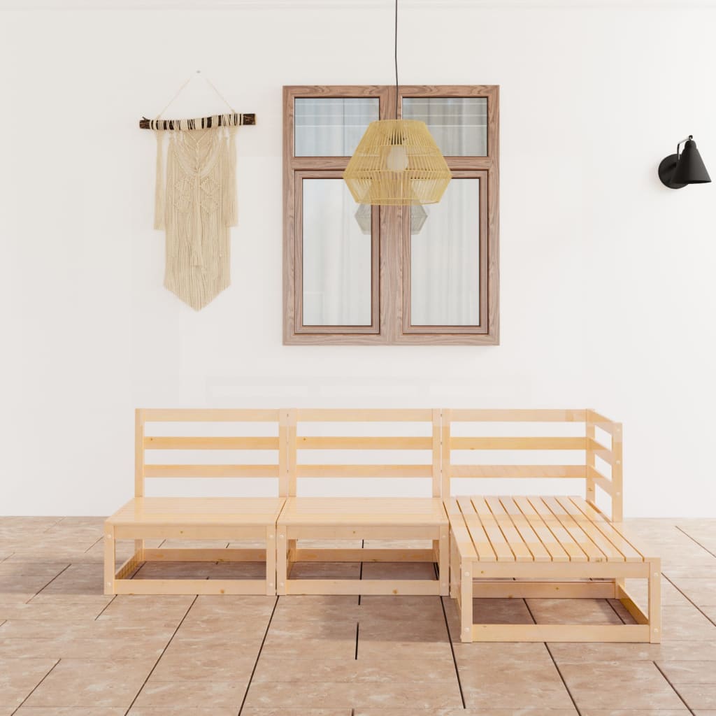 4-Tlg. Garten-Lounge-Set Massivholz Kiefer