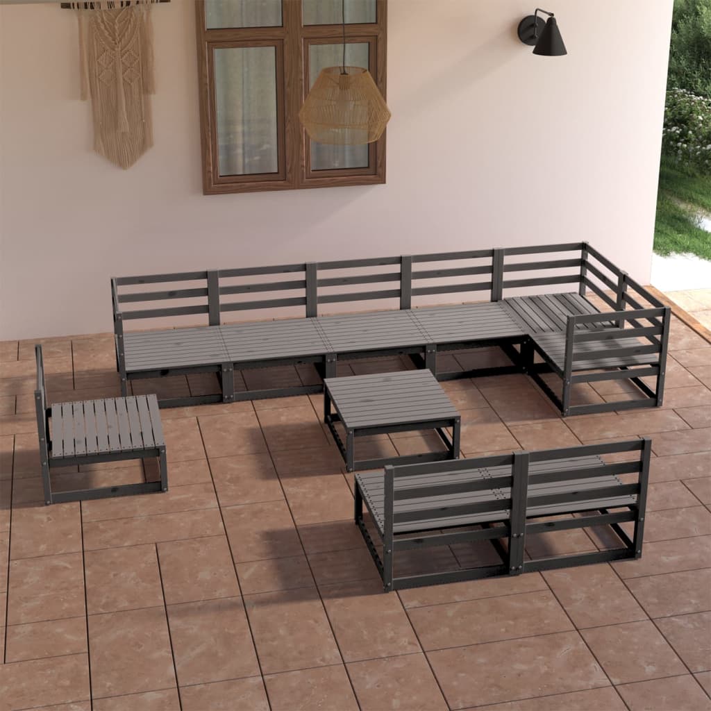 10-Tlg. Garten-Lounge-Set Massivholz Kiefer