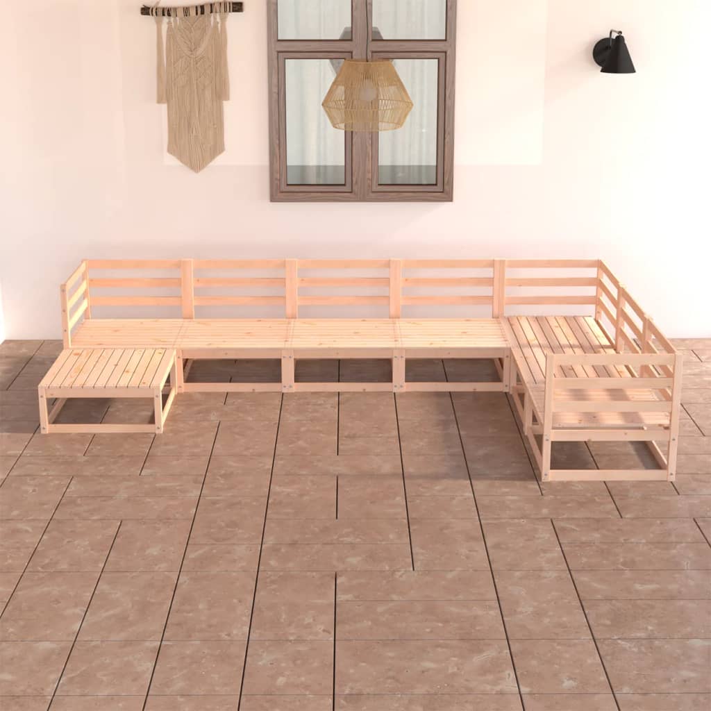 7-Tlg. Garten-Lounge-Set Mit Kissen Massivholz Kiefer