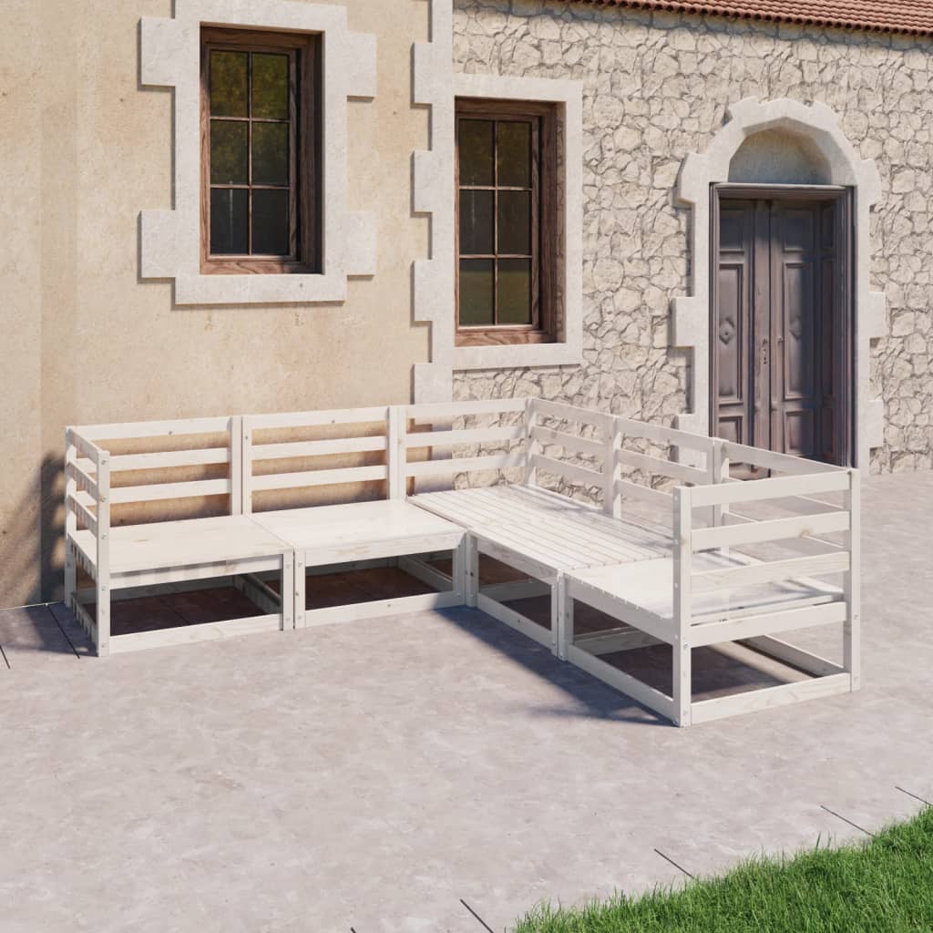5-Tlg. Garten-Lounge-Set Mit Kissen Massivholz Kiefer