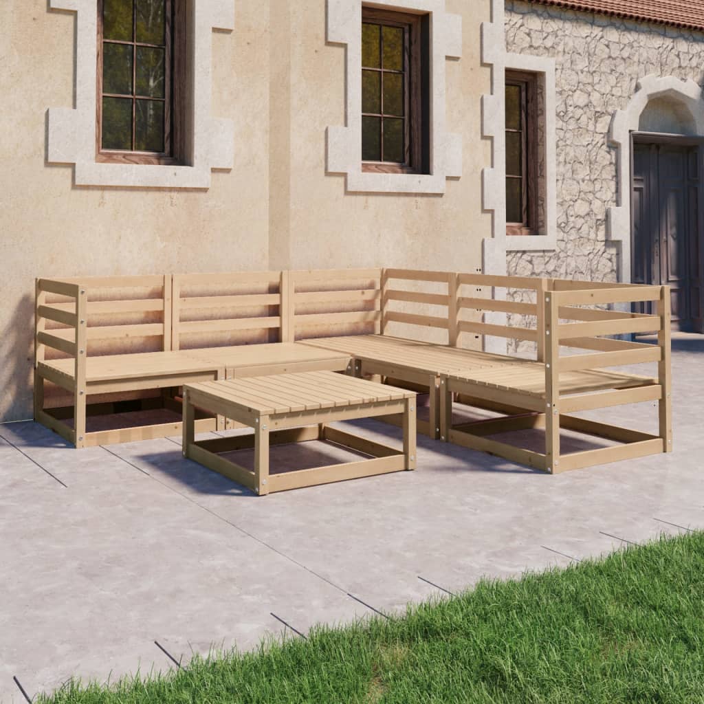 6-Tlg. Garten-Lounge-Set Mit Kissen Massivholz Kiefer