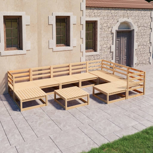 10-Tlg. Garten-Lounge-Set Massivholz Kiefer