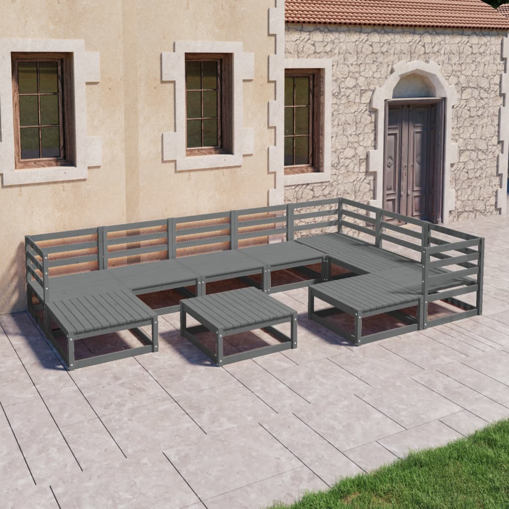 10-Tlg. Garten-Lounge-Set Massivholz Kiefer