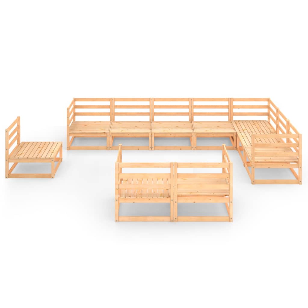 10-Tlg. Garten-Lounge-Set Massivholz Kiefer