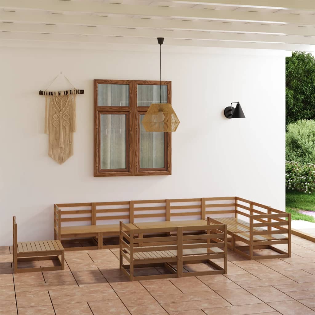 10-Tlg. Garten-Lounge-Set Massivholz Kiefer
