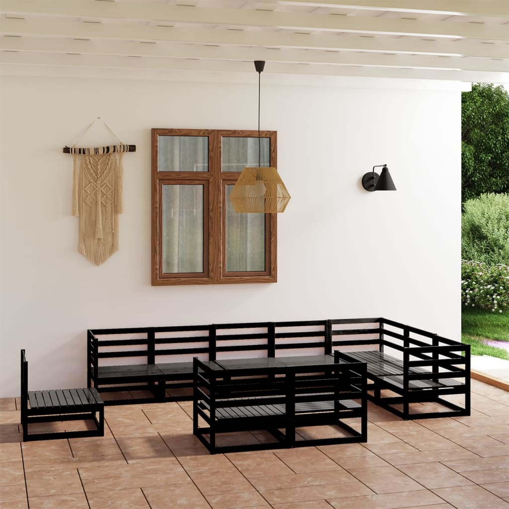 10-Tlg. Garten-Lounge-Set Massivholz Kiefer
