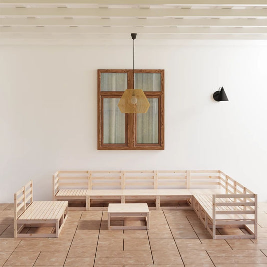 11-Tlg. Garten-Lounge-Set Massivholz Kiefer