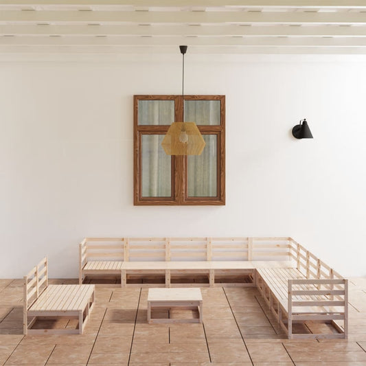 12-Tlg. Garten-Lounge-Set Massivholz Kiefer