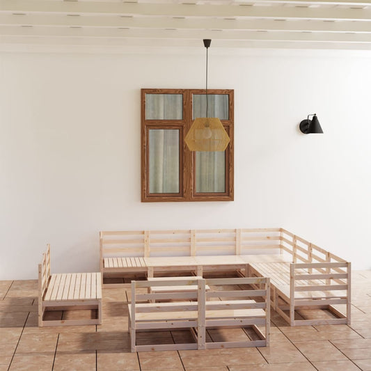12-Tlg. Garten-Lounge-Set Massivholz Kiefer