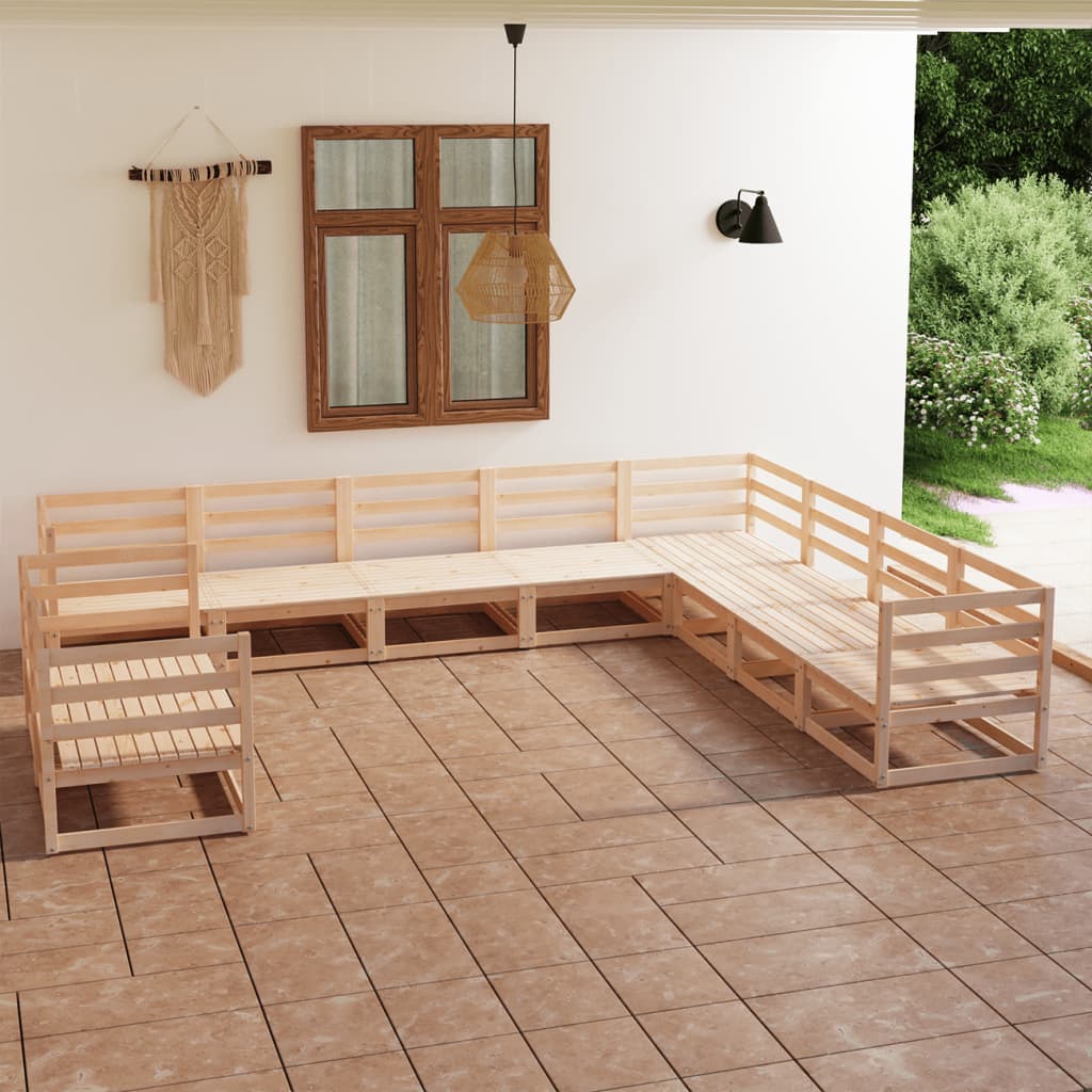 10-Tlg. Garten-Lounge-Set Massivholz Kiefer