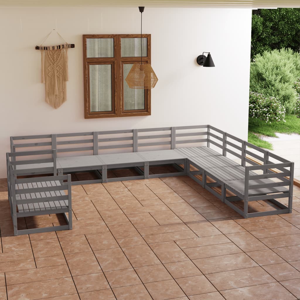 10-Tlg. Garten-Lounge-Set Massivholz Kiefer