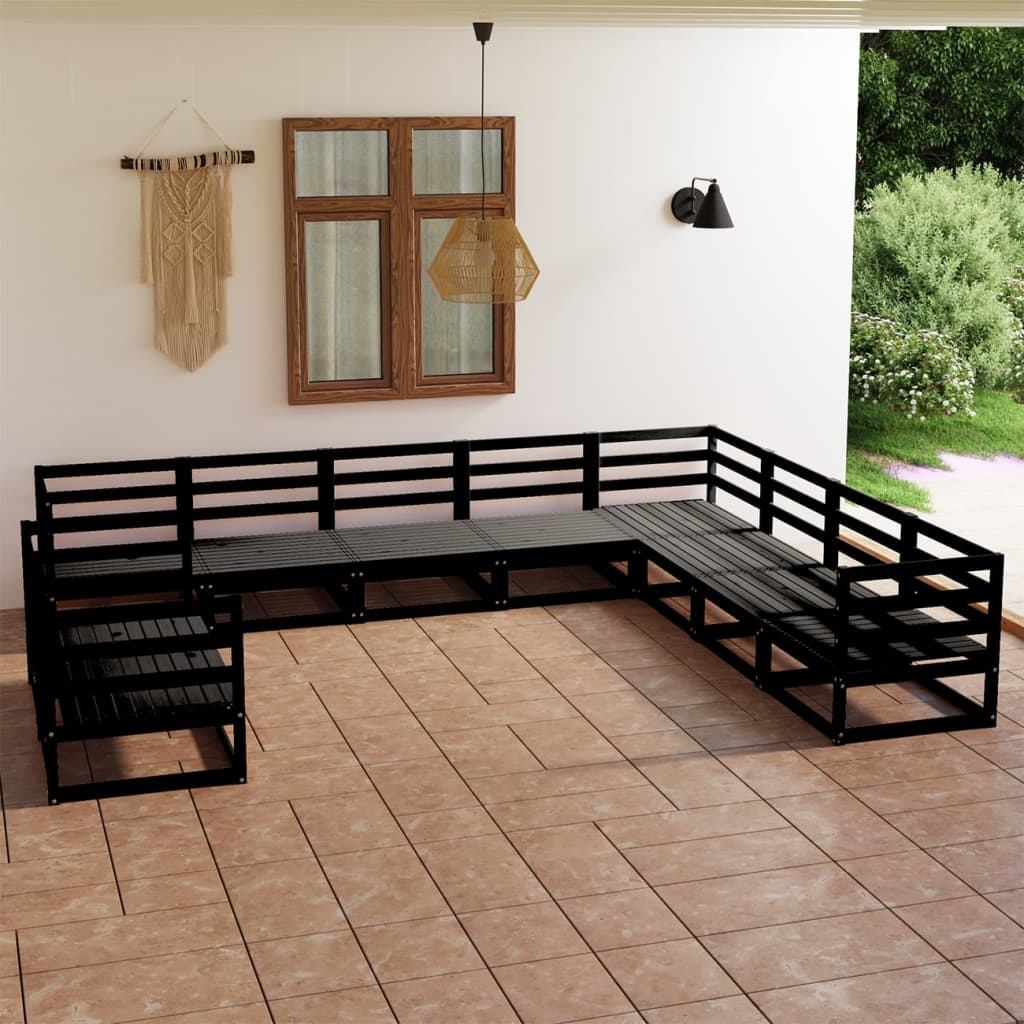 10-Tlg. Garten-Lounge-Set Massivholz Kiefer