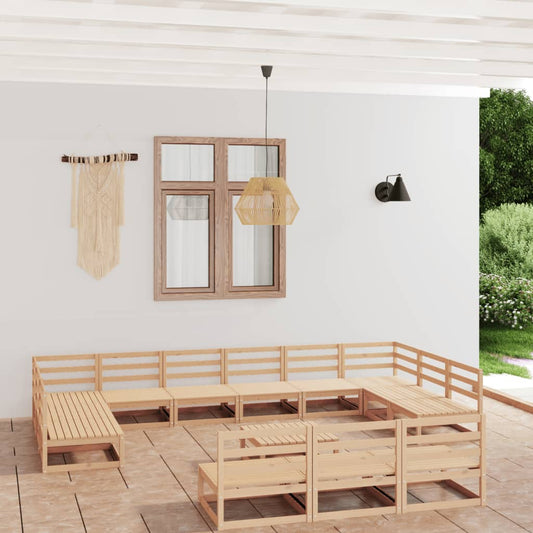 14-Tlg. Garten-Lounge-Set Massivholz Kiefer