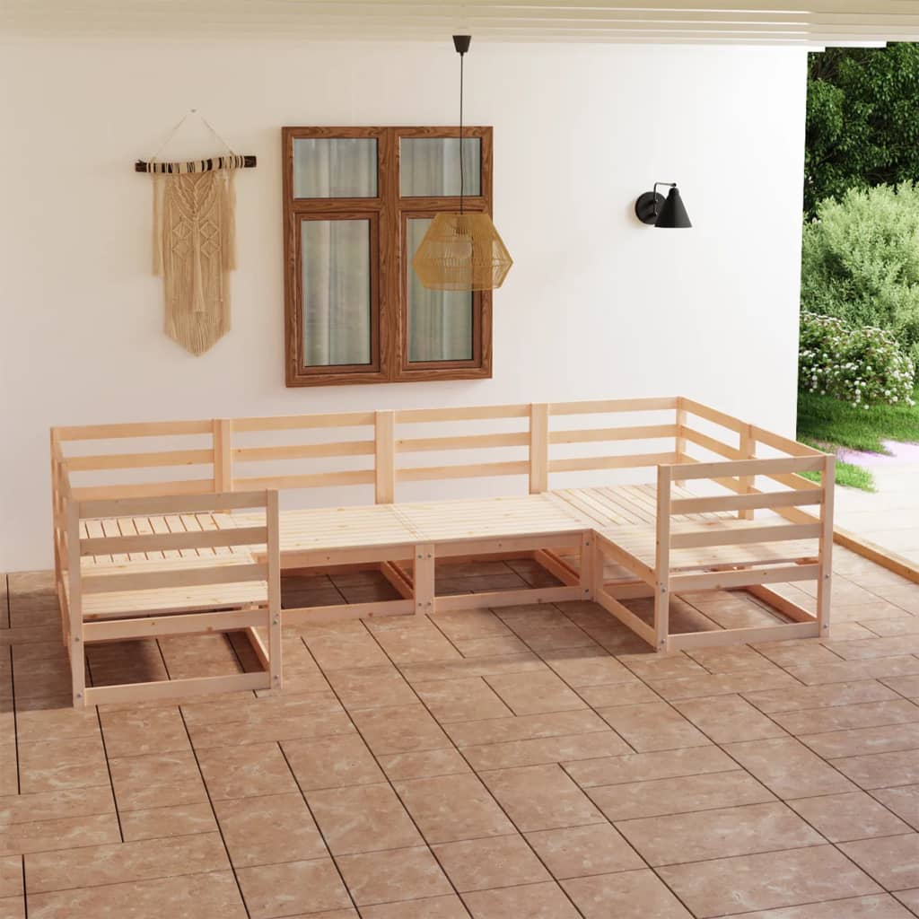 6-Tlg. Garten-Lounge-Set Mit Kissen Massivholz Kiefer