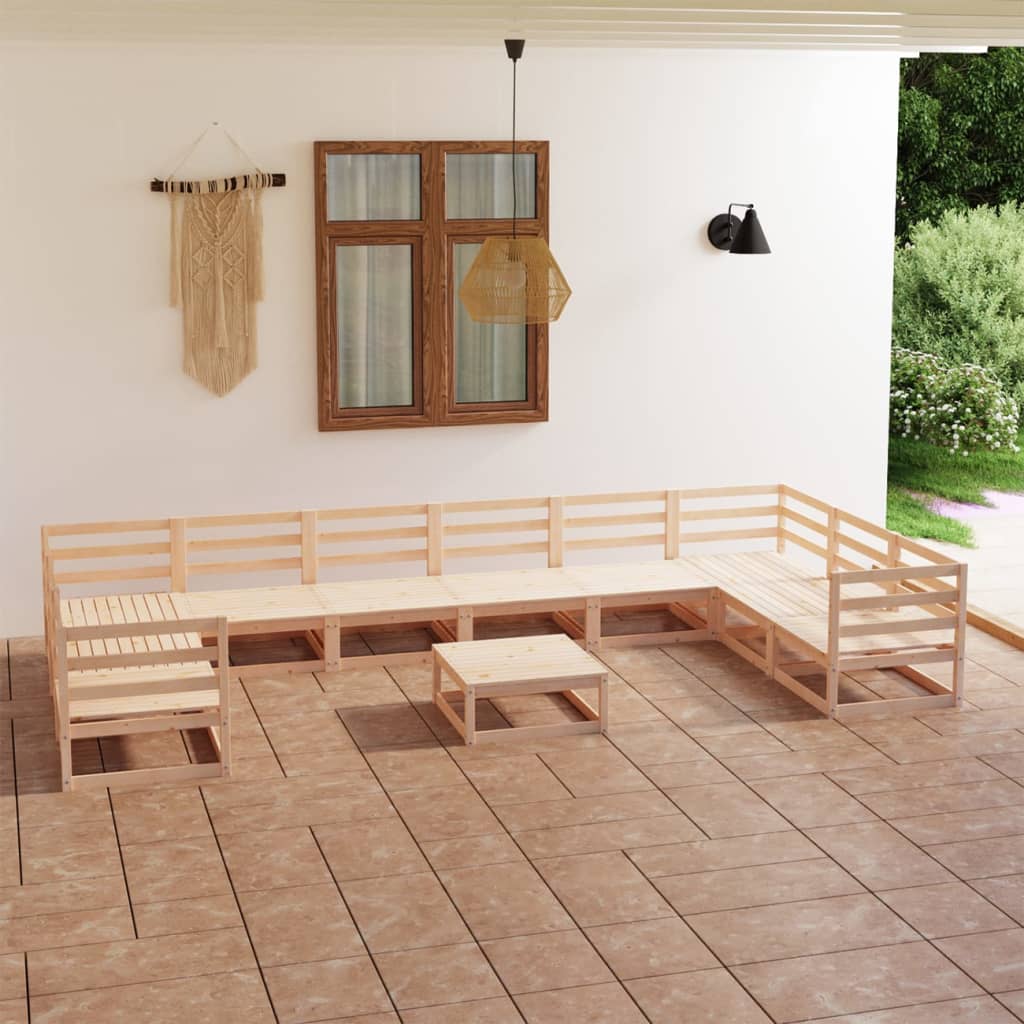 11-Tlg. Garten-Lounge-Set Massivholz Kiefer