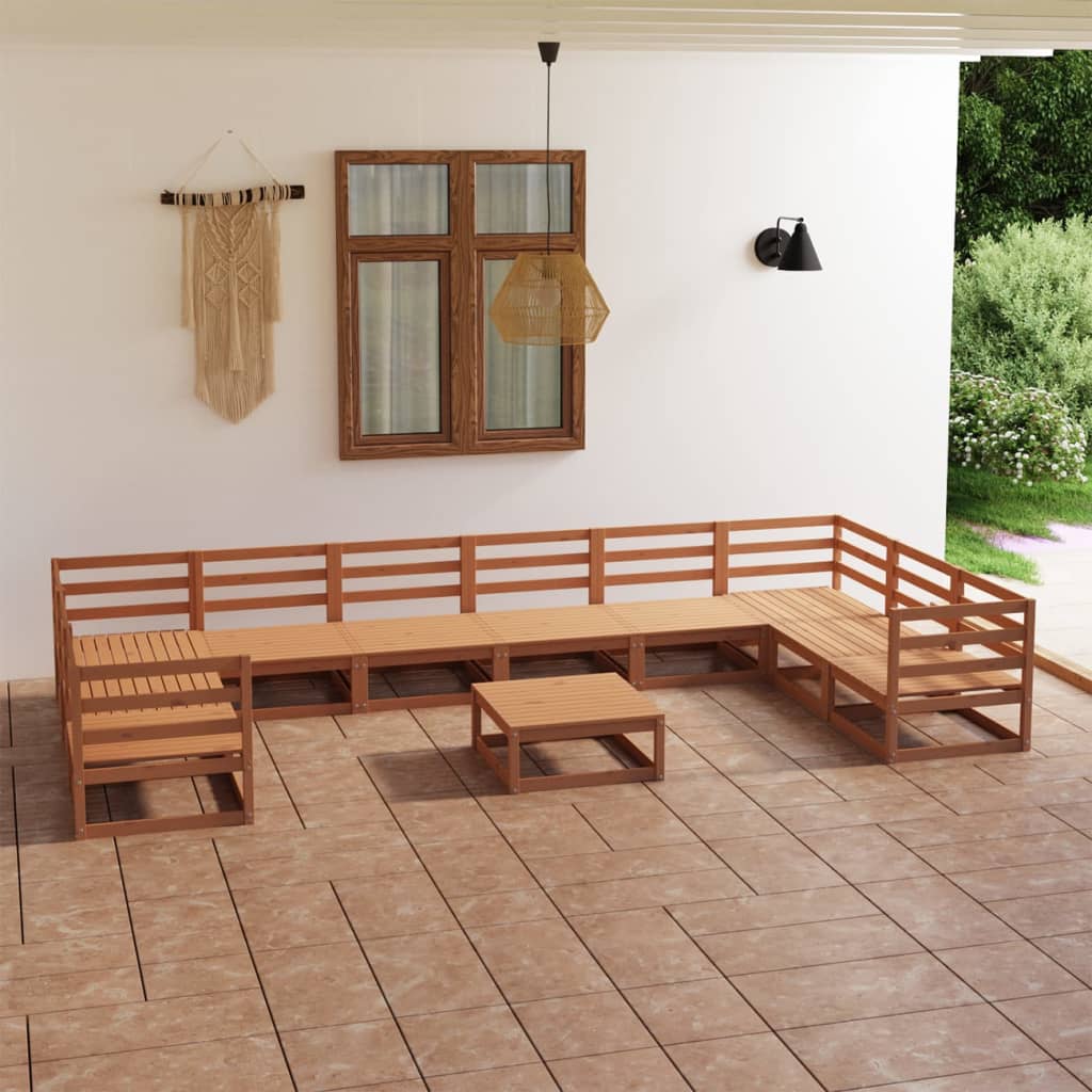 11-Tlg. Garten-Lounge-Set Massivholz Kiefer